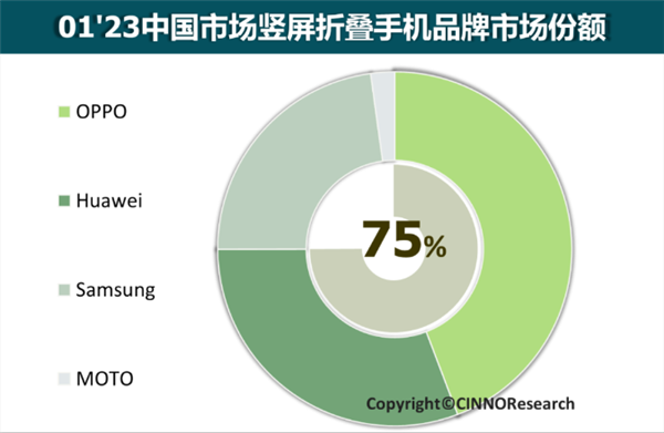 1月国内折叠屏手机销量大增54%：OPPO首次成“一哥” 竖屏更香