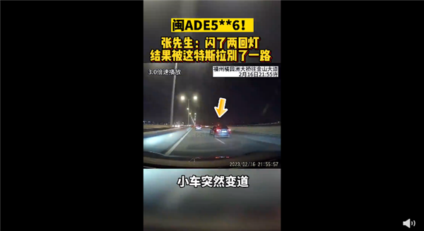 男子闪灯提醒前车 被特斯拉车主别一路：网友看怒 这司机该永久禁