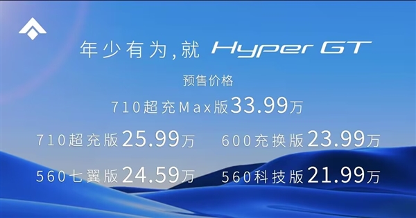 顶配33.99万！埃安昊铂Hyper GT开启预售：充电15分钟 续航350公里